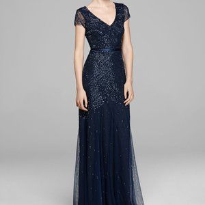 (NWT) Adrianna Papell Navy Beaded Dress